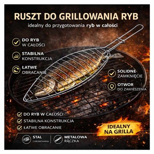 Ruszt do ryb Master Grill & Party MG 147 stalowy zamykany do grillowania