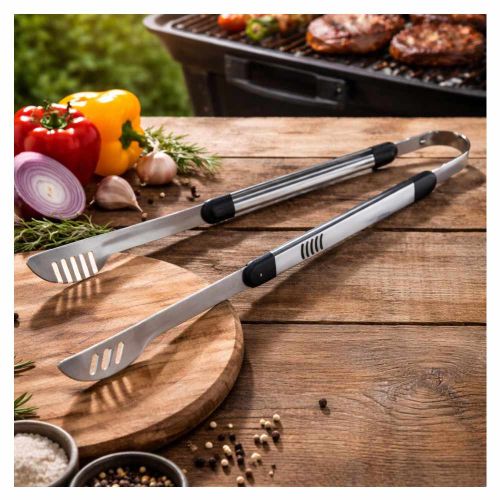 Szczypce do grilla Master Grill Party stalowe silikonowe końcówki zielone