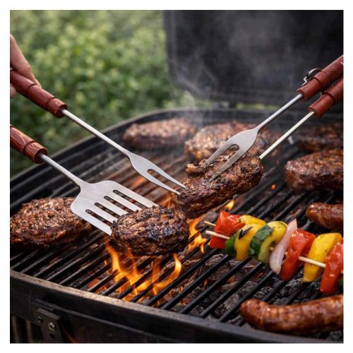 Zestaw do grilla 3 elementy Master Grill Party MG103 drewniane uchwyty