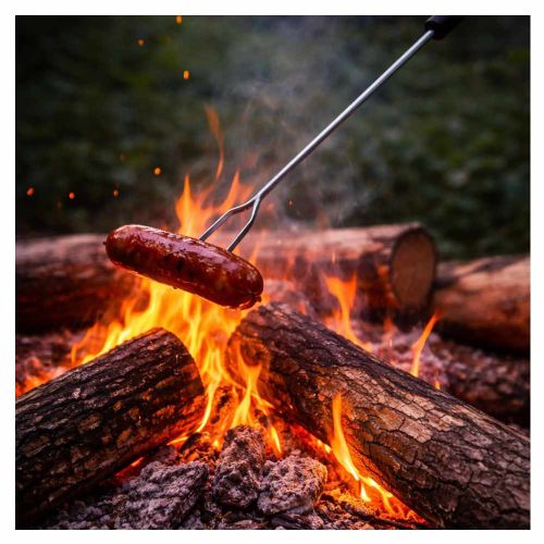 Szpikulec do kiełbasek grillowy widelec BBQ stalowy