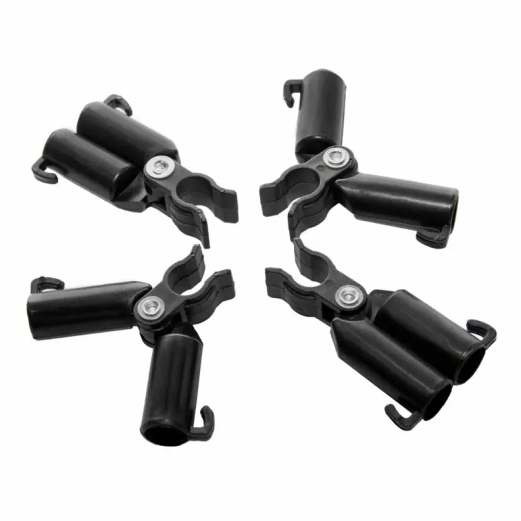 Łącznik tyczek 4IQ 11mm plastikowy do podpór roślin 4szt czarny