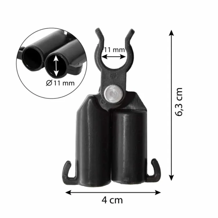 Łącznik tyczek 4IQ 11mm plastikowy do podpór roślin 4szt czarny