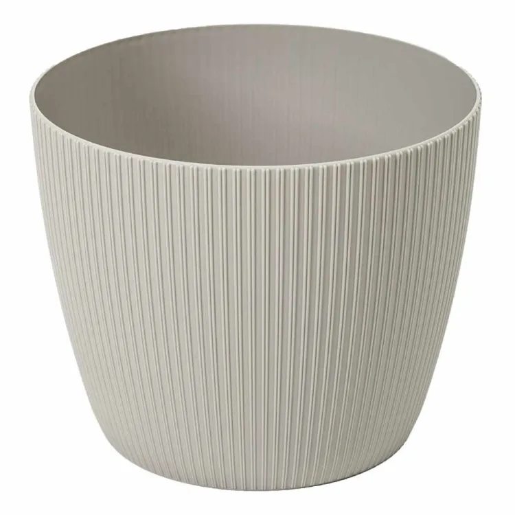 Osłonka LAMELA Magnolia Jumper 26cm tworzywo sztuczne prążkowana taupe do roślin