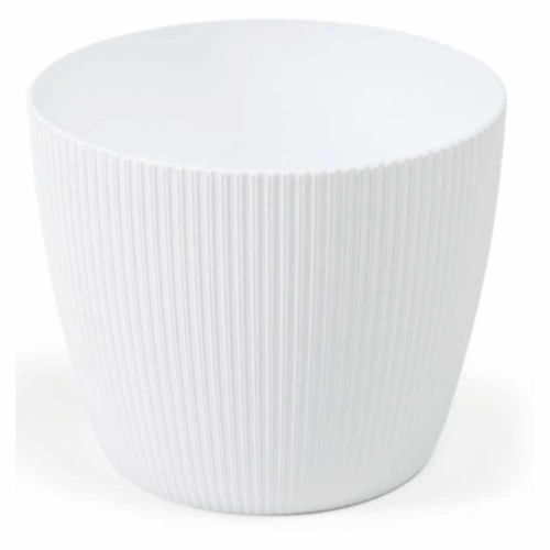 Osłonka Lamela Magnolia Jumper 11cm tworzywo sztuczne prążkowana biała do roślin