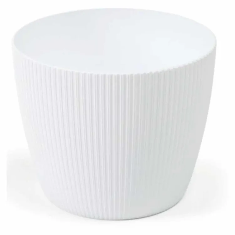 Osłonka Lamela Magnolia Jumper 11cm tworzywo sztuczne prążkowana biała do roślin