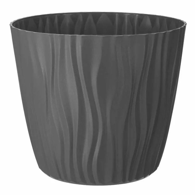 Doniczka Verdenia Sahara 22cm tworzywo sztuczne z wkładem drenażowym szara