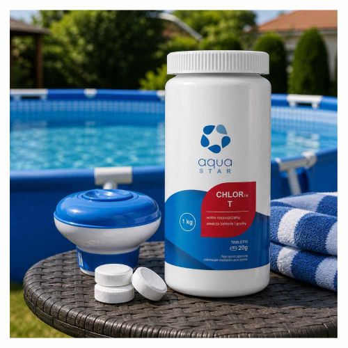 Tabletki chlorowe Aqua Star Chlortix 1kg 20szt wolno rozpuszczalne do dezynfekcji wody