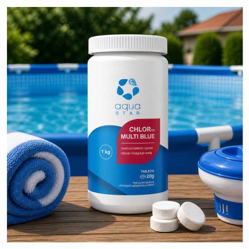 Tabletki chlorowe basenowe wielofunkcyjne wolno rozpuszczalne 1kg 20g dezynfekcja