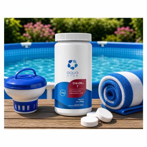 Tabletki chlorowe Aqua Star Chlortix T 200g 1kg wolnorozpuszczalne do basenu