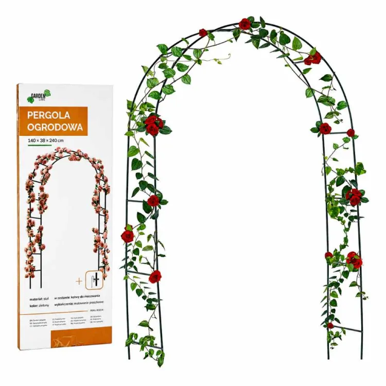 Pergola ogrodowa Garden Line 140x38x240cm stalowa malowana proszkowo z kotwami