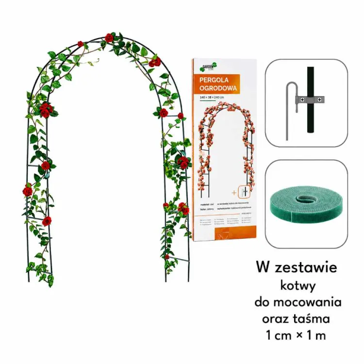 Pergola ogrodowa Garden Line 140x38x240cm stalowa malowana proszkowo z kotwami