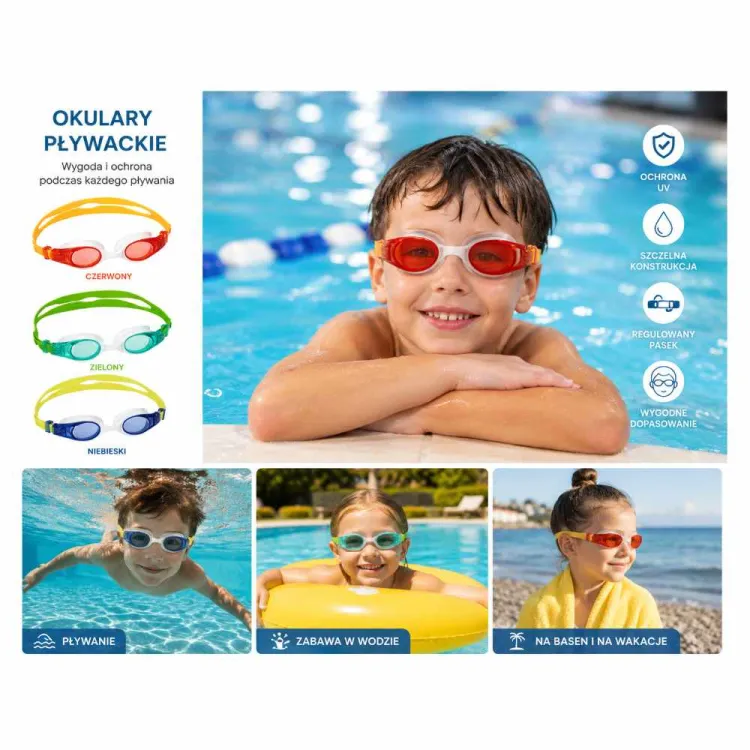 Okulary do pływania Bestway 21062 dziecięce z kolorowymi soczewkami UV