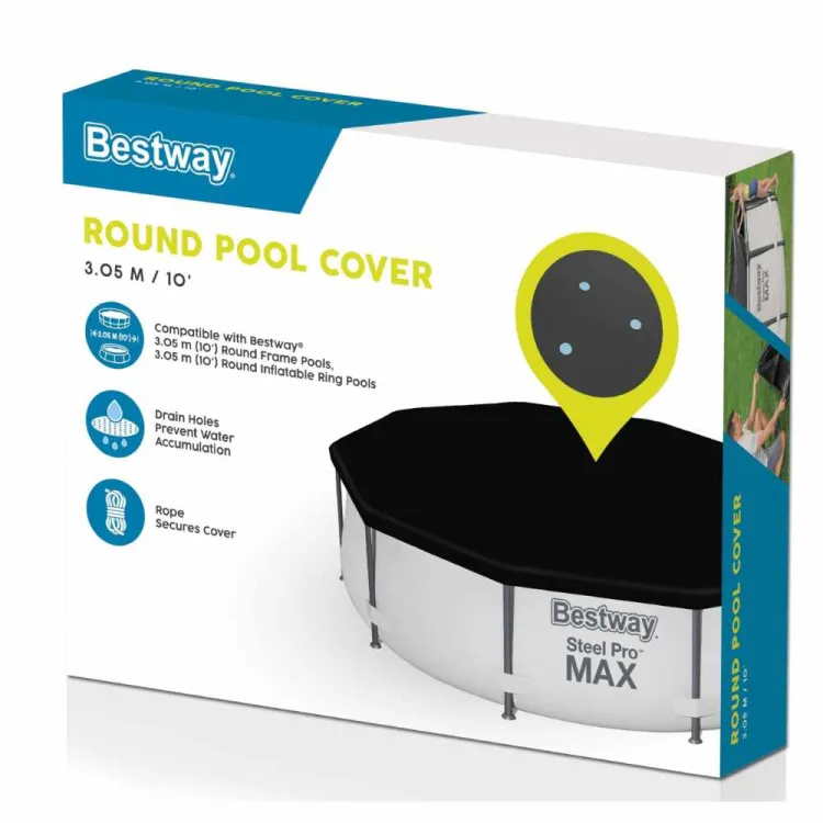 Pokrywa basenowa Bestway Steel Pro Max 3,05m okrągła z linką zabezpieczającą