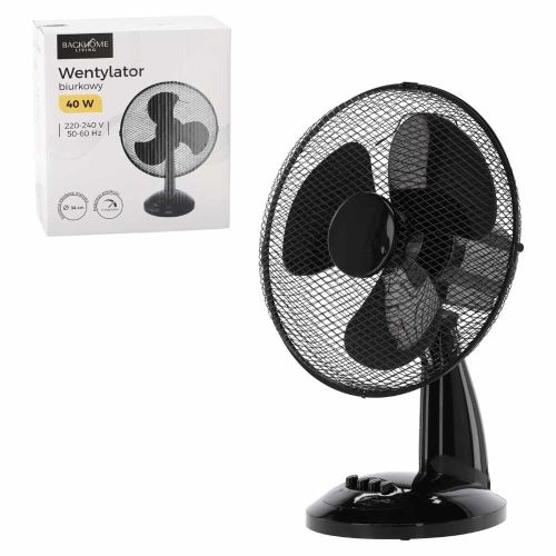 Wentylator biurkowy Backhome Living FAN9042 40W 34cm 3-stopniowy czarny