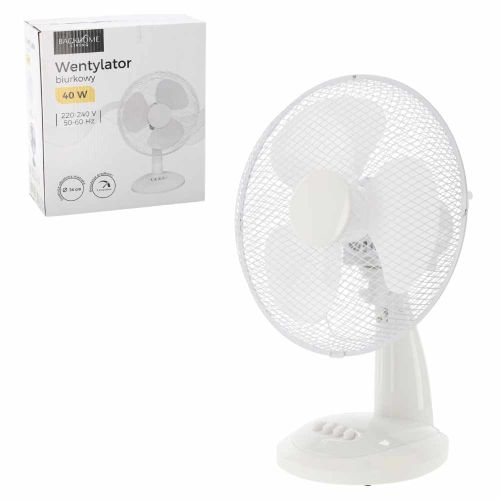Wentylator biurkowy Backhome Living FAN9028 40W 34cm 3-stopniowy biały