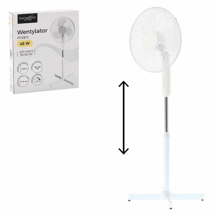 Wentylator stojący Backhome Living FAN9004 45W 41cm 3-stopniowy biały