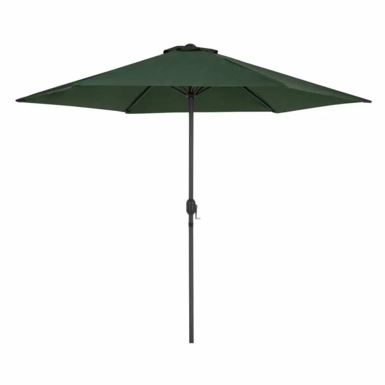 Parasol ogrodowy Patio 300cm stalowy sześciopanelowy rozkładany na taras ciemnozielony