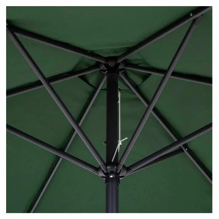 Parasol ogrodowy Patio 300cm stalowy sześciopanelowy rozkładany na taras ciemnozielony