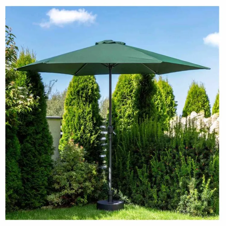 Parasol ogrodowy Patio 300cm stalowy sześciopanelowy rozkładany na taras ciemnozielony
