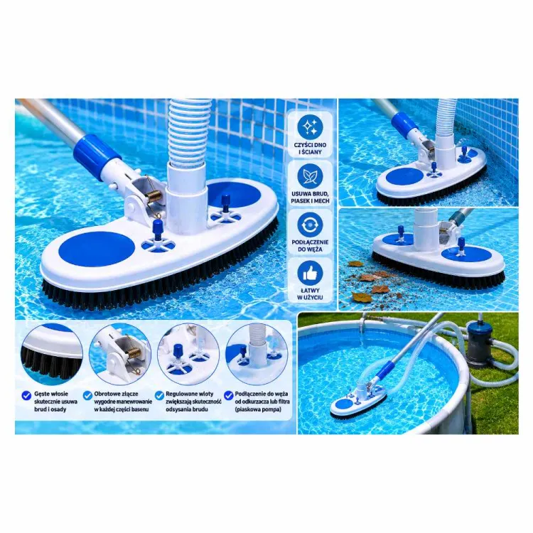 Szczotka basenowa Aqua Star P-S-P1010BU z zaworem odpowietrzającym do dna i ścian