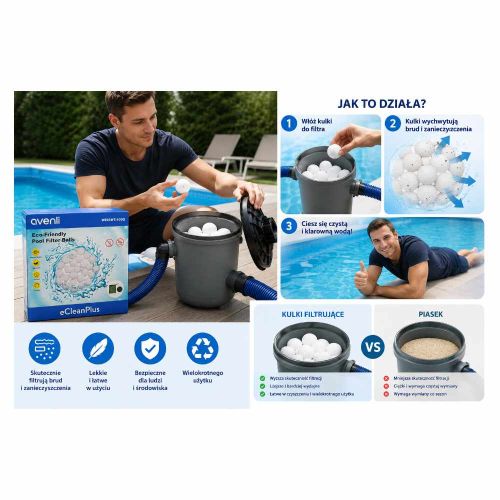 Kule filtracyjne Avenli CleanPlus 100g wielokrotnego użytku do filtrów basenowych