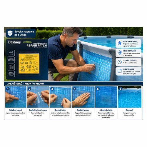 Łatki naprawcze Bestway 62091 samoprzylepne pod wodę do basenów i materacy