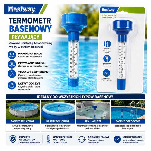 Termometr basenowy Bestway 58072 pływający w skali C i F do pomiaru wody