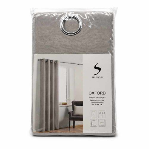 Zasłona dekoracyjna Splendid Oxford 140x260cm na przelotkach 100% poliester szara