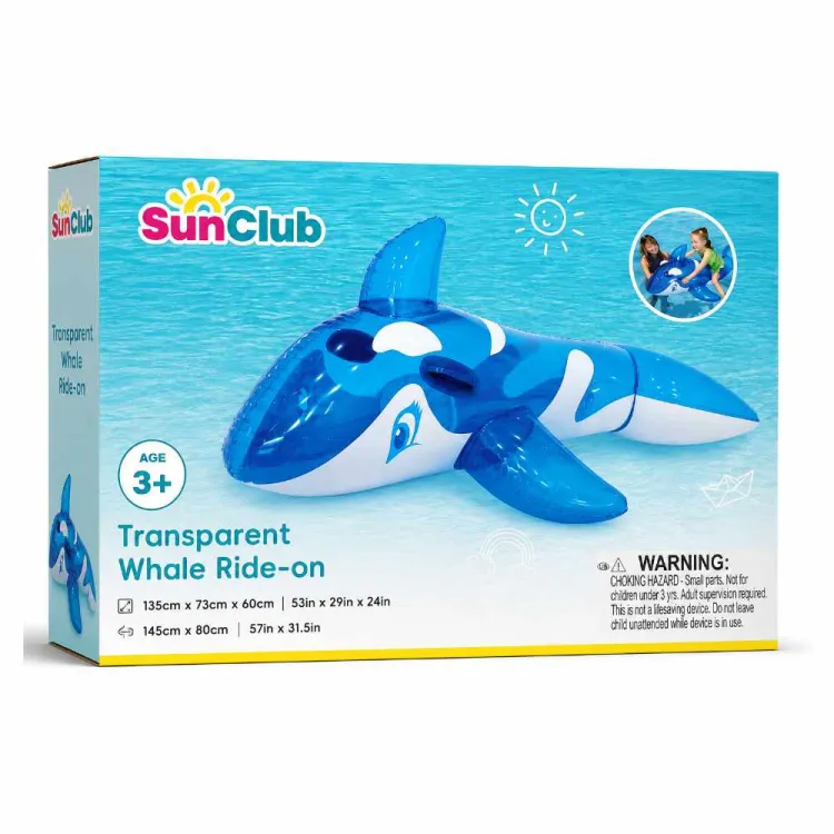 Dmuchany materac do pływania Orka Transparent Whale Ride-On 145x80 cm Sun Club