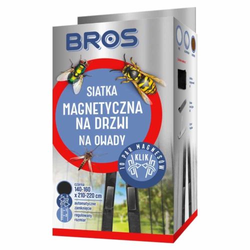 Siatka magnetyczna na drzwi BROS czarna 140-160x210-220cm przeciw owadom