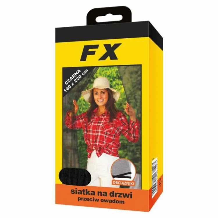 Siatka na drzwi FX 140x240cm czarna przeciw owadom z magnesami