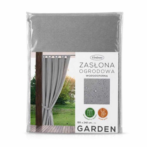 Zasłona ogrodowa Eurofirany Garden 155x240cm wodoodporna na szelkach z rzepem szara