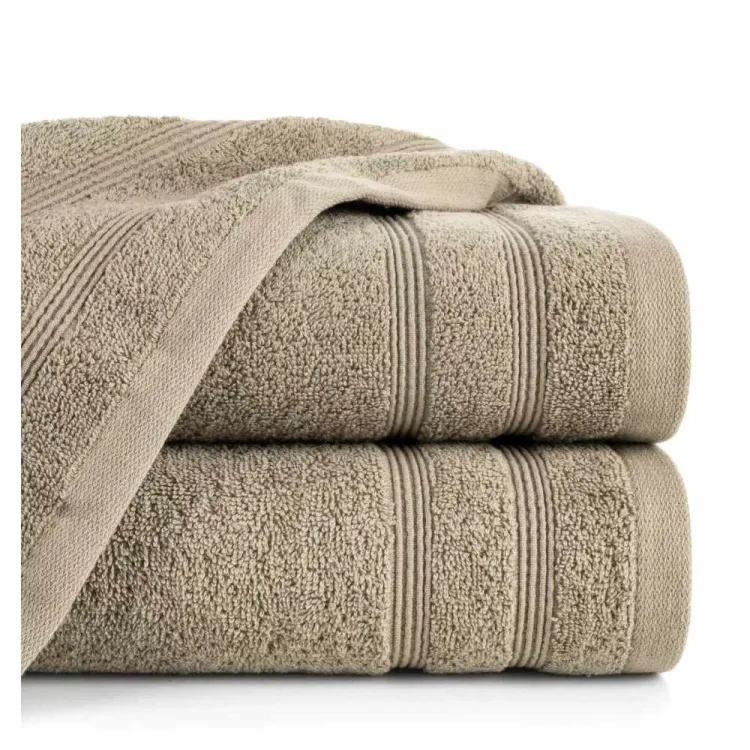 Ręcznik kąpielowy Eurofirany Aline 70x140cm bawełniany 500g/m² z bordiurą beżowy