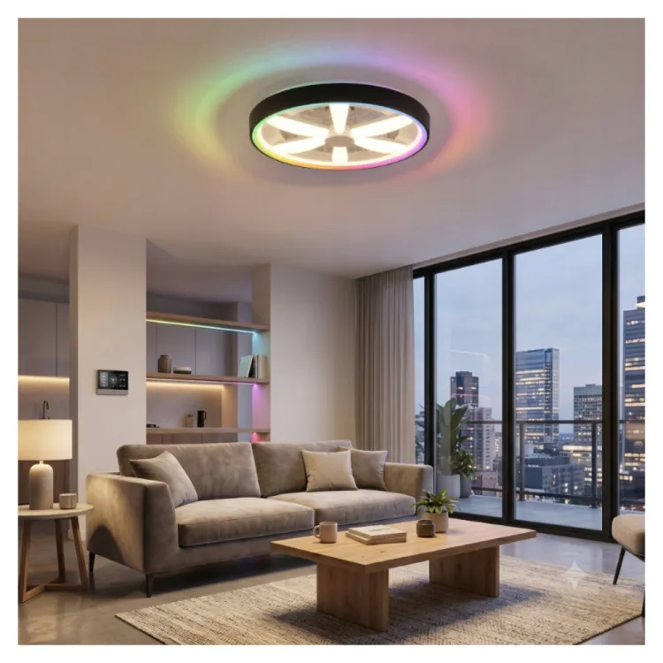 Plafon LED z wentylatorem King Berry Savir B 48W CCT RGB z pilotem