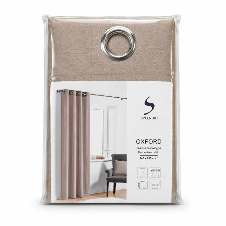Zasłona dekoracyjna Splendid Oxford 140x260cm na przelotkach taupe