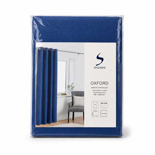 Zasłona dekoracyjna Splendid Oxford 140x260cm na przelotkach granatowa