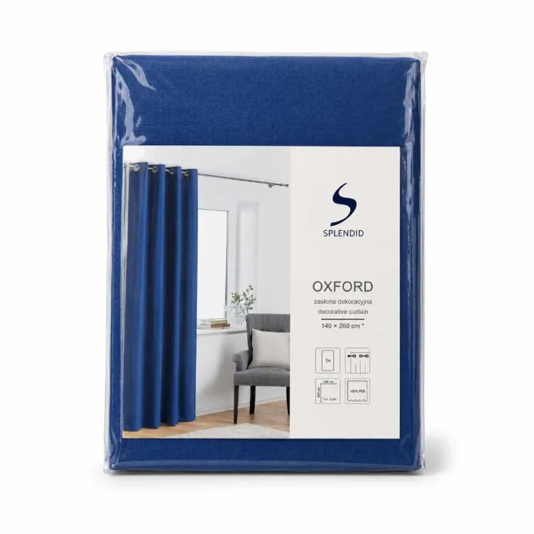 Zasłona dekoracyjna Splendid Oxford 140x260cm na przelotkach granatowa