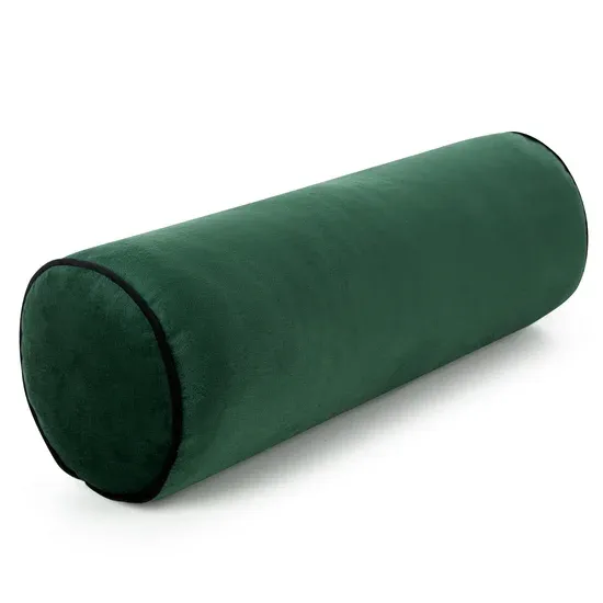 Poduszka dekoracyjna Eurofirany Gaja 15x45cm ciemnozielona welurowa wałek