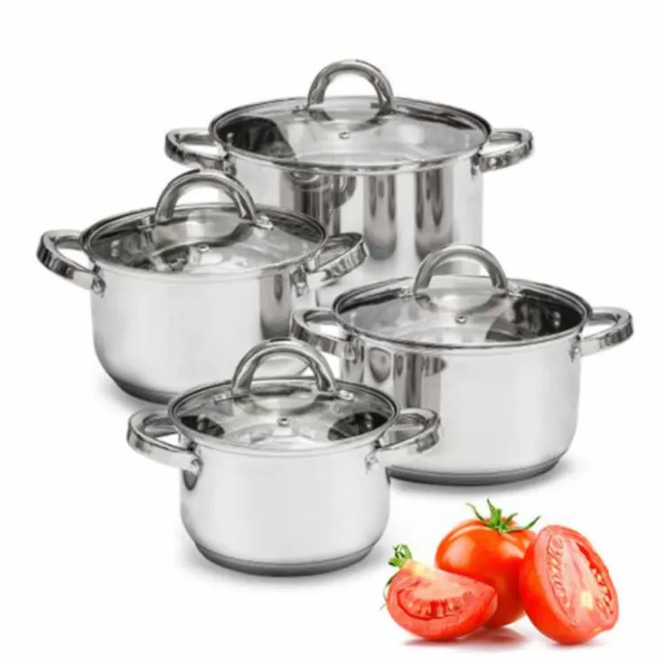 Zestaw garnków Ambition Berry 8 elementów stal nierdzewna z pokrywkami indukcja