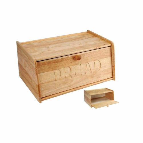 Chlebak Ravi Decor z drewna kauczukowego 39x24,5x18cm naturalny z pokrywą
