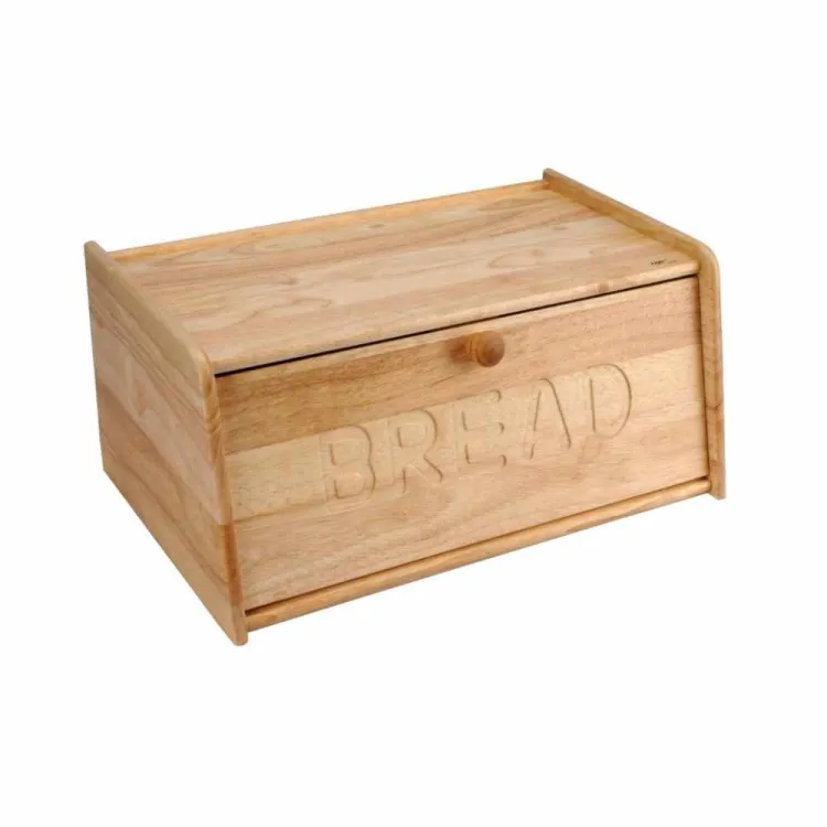 Chlebak Ravi Decor z drewna kauczukowego 39x24,5x18cm naturalny z pokrywą