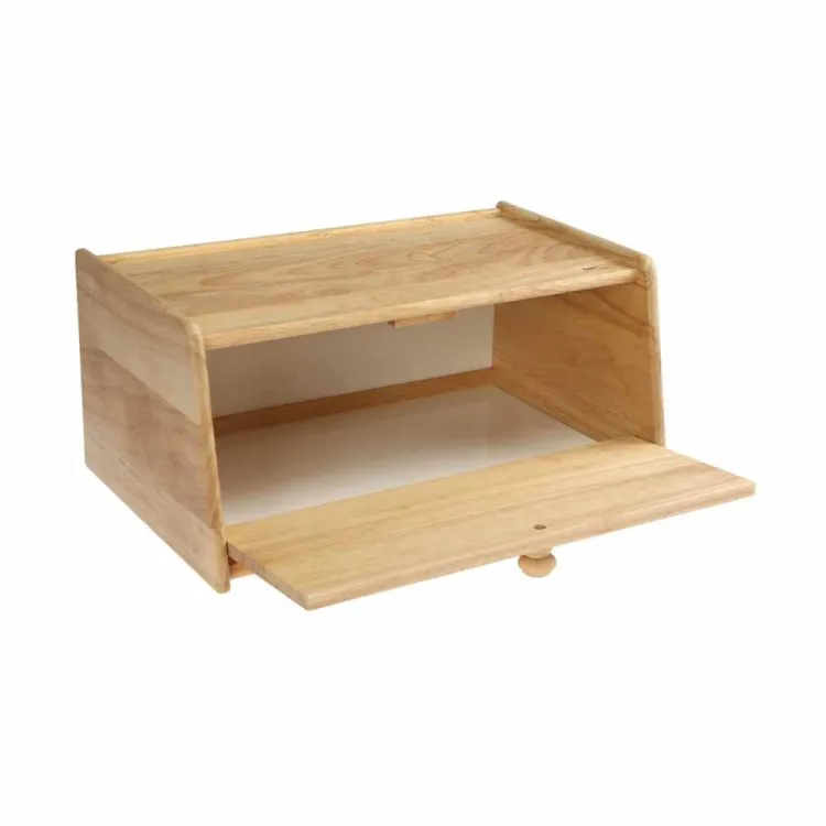 Chlebak Ravi Decor z drewna kauczukowego 39x24,5x18cm naturalny z pokrywą