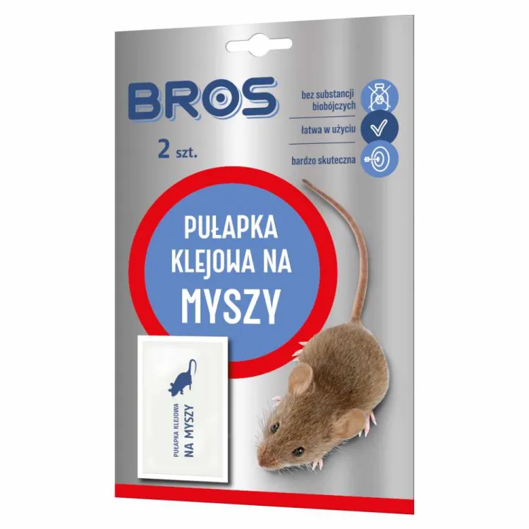 Pułapka klejowa na myszy Bros 13,5x21cm niewysychający klej zestaw 2szt.