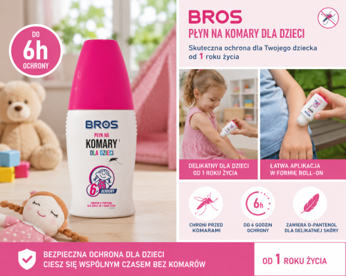 Płyn na komary Bros dla dzieci 50ml z d-panthenolem od 1 roku życia