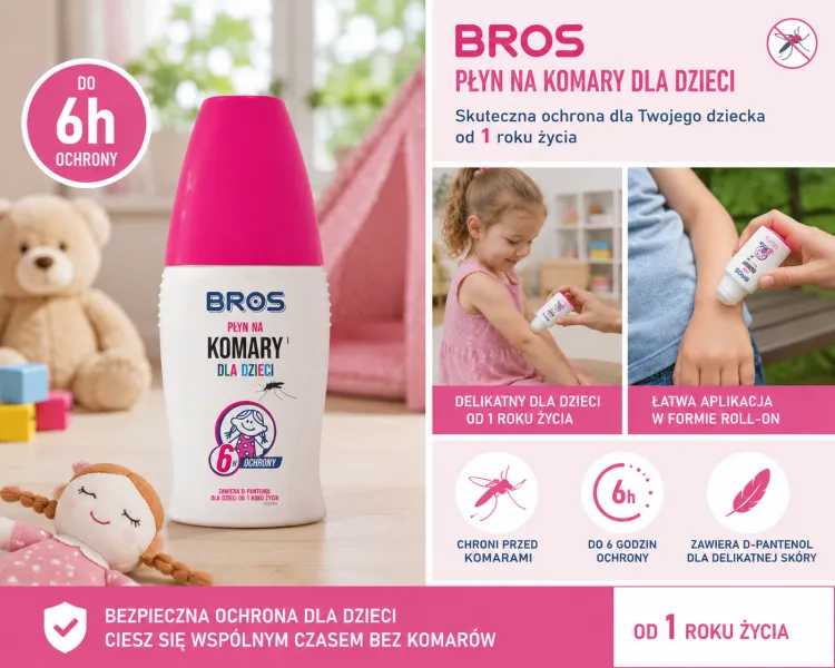 Płyn na komary Bros dla dzieci 50ml z d-panthenolem od 1 roku życia