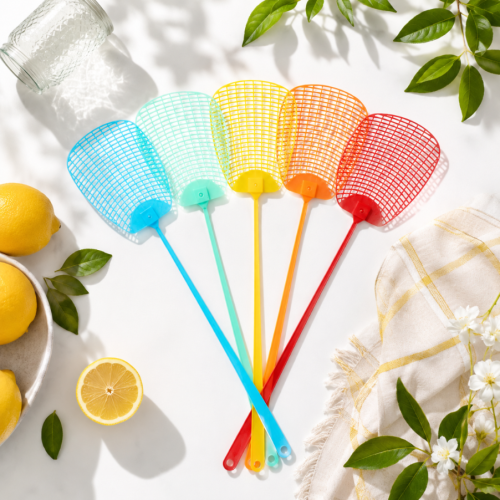 Packa na muchy plastikowa z siatkową końcówką dostępna w kilku kolorach