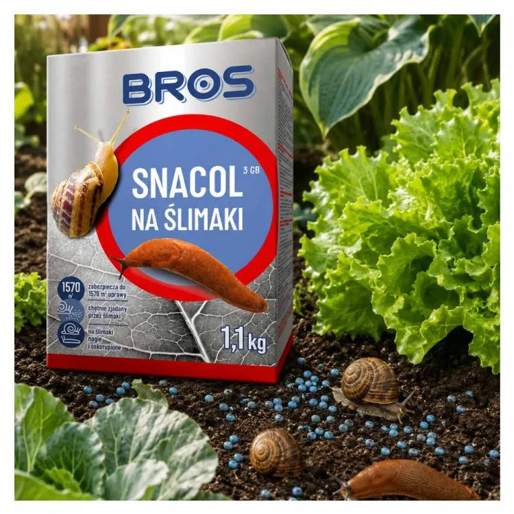 Preparat na ślimaki Bros Snacol 3GB 1,1kg granulat odporny na wilgoć do ogrodu