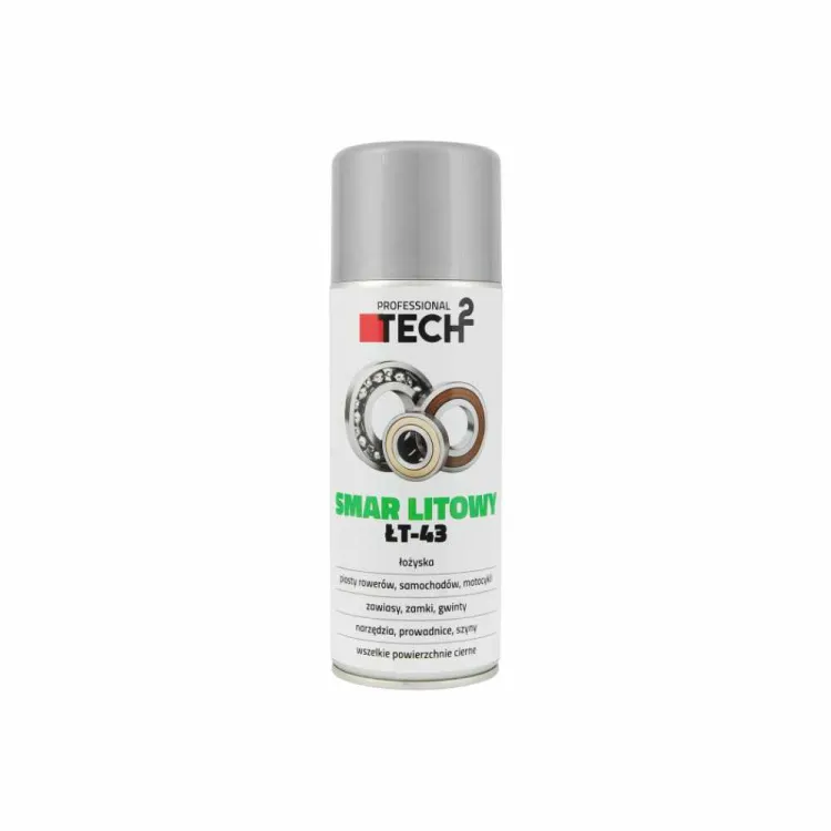 Smar litowy ŁT-43 w sprayu do łożysk piast zawiasów zamków 400ml Tech2