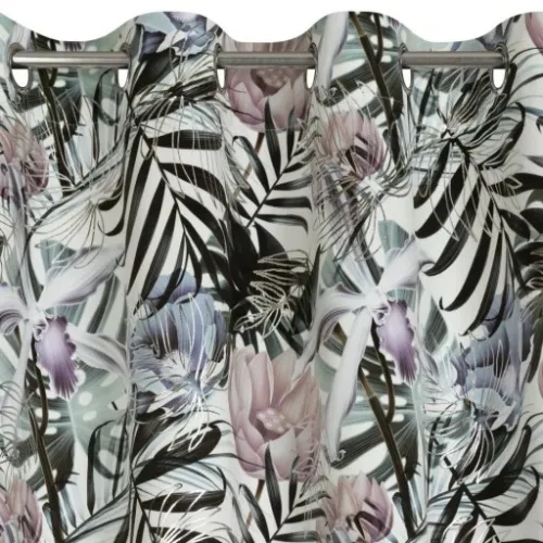 Zasłona gotowa Malibu biały + srebrny140x250 przelotki