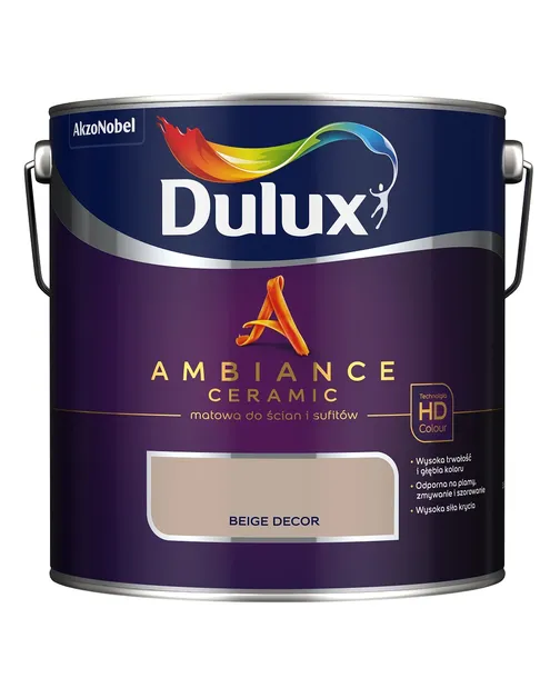 Farba ceramiczna Dulux Ambiance Ceramic Beige Decor 2,5L odporna na plamy i szorowanie do ścian i sufitów